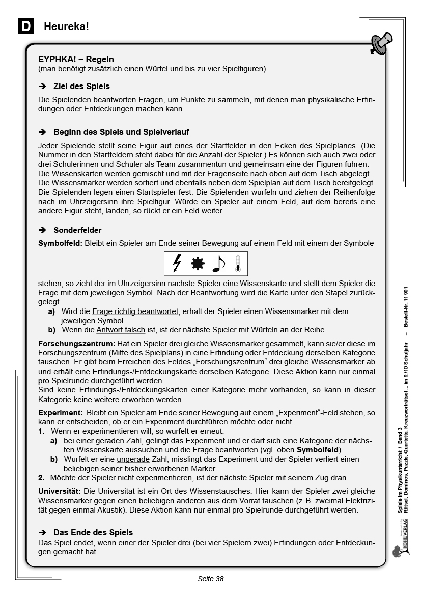 Spiele im Physikunterricht / Klasse 9-10