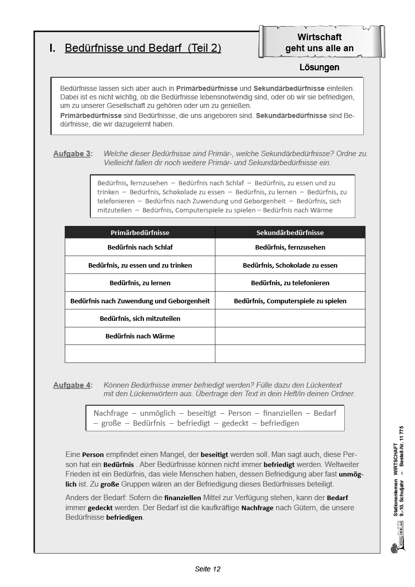 Stationenlernen Wirtschaft / Klasse 9-10