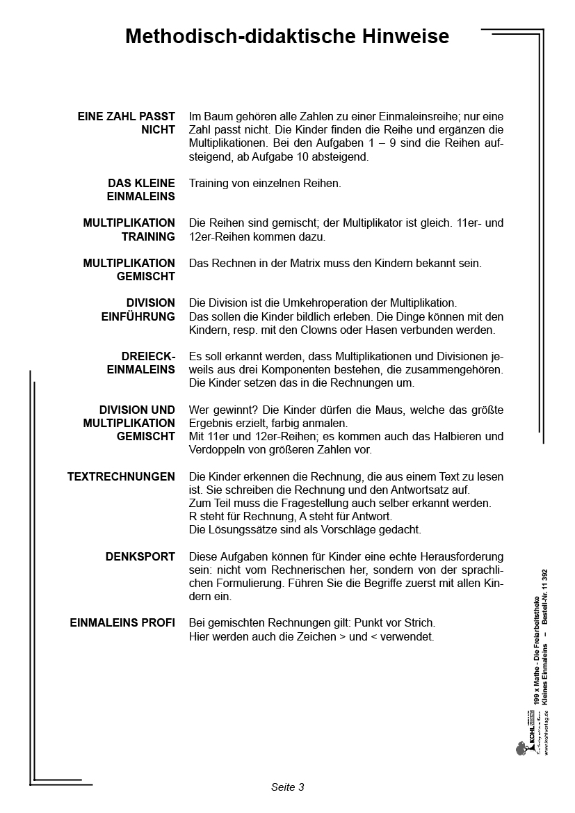 199x Mathe - Die Freiarbeitstheke - Kleines Einmaleins