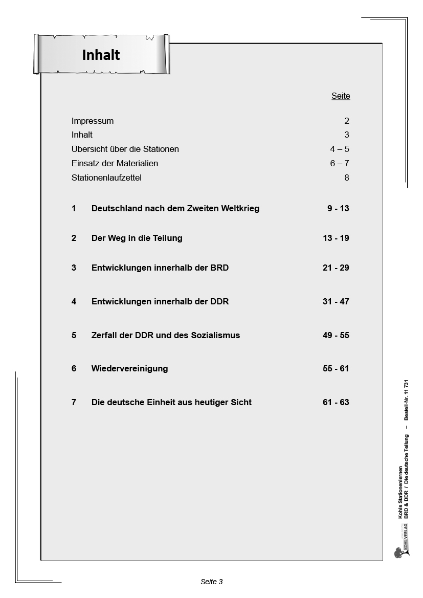 Stationenlernen BRD und DDR / Die deutsche Teilung