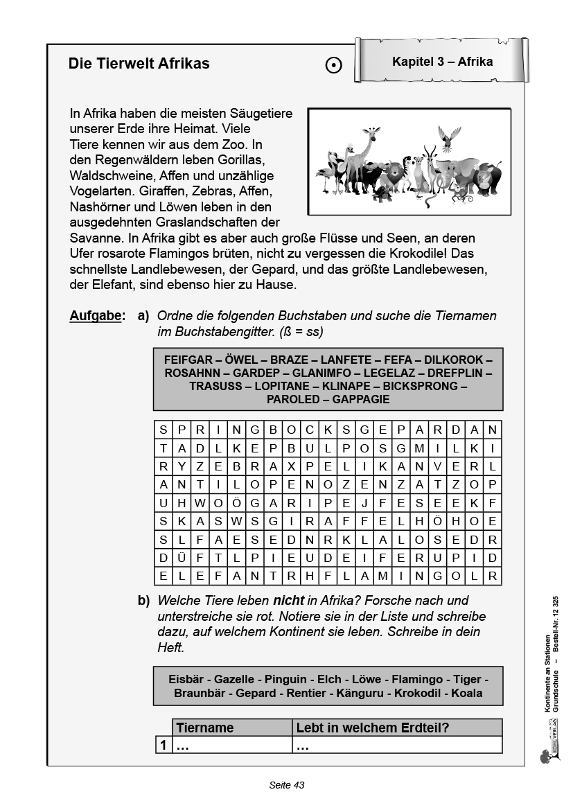 Kontinente an Stationen / Grundschule