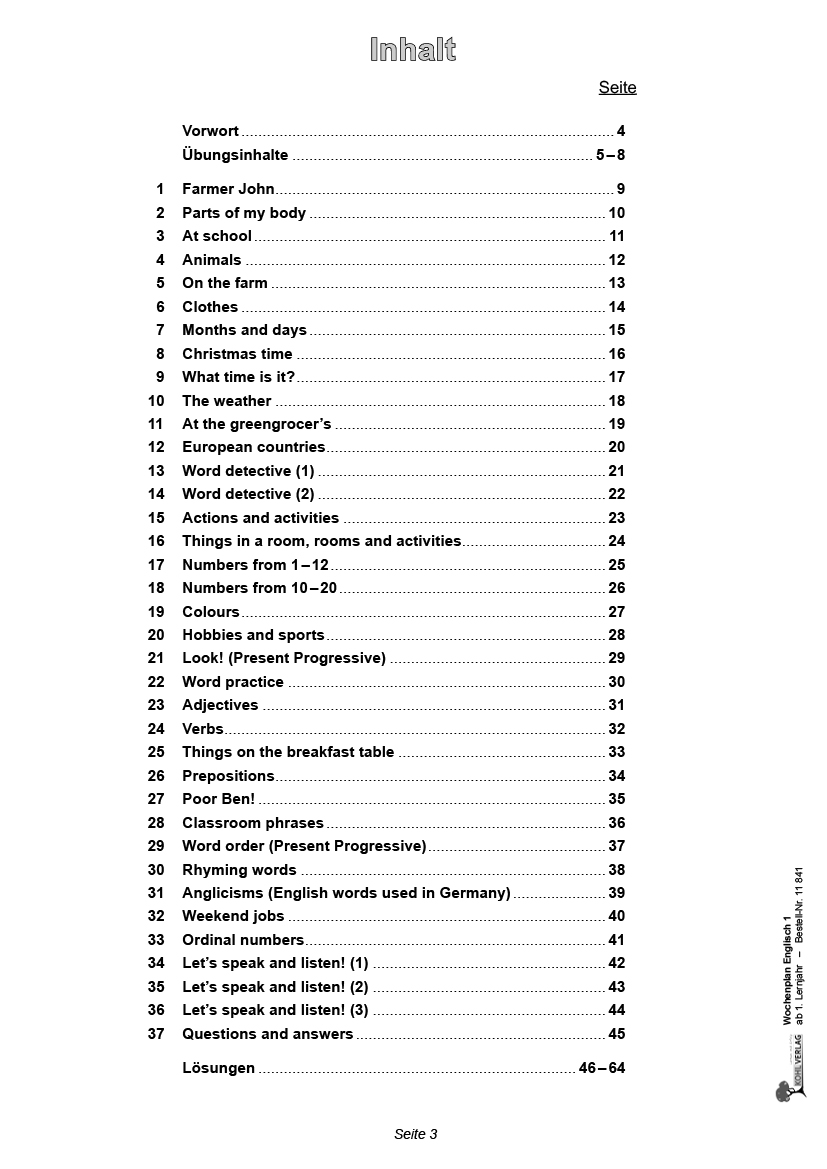 Wochenplan Englisch 1 / ab 1. Lernjahr