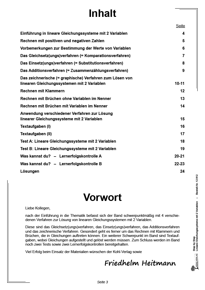 Step by Step / Lineare Gleichungssysteme mit zwei Variablen