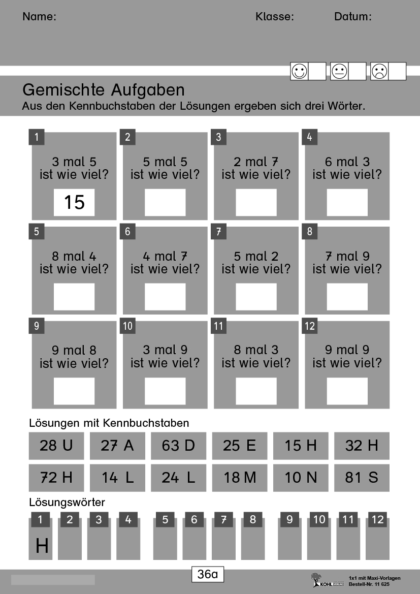 1x1 mit Maxi-Vorlagen