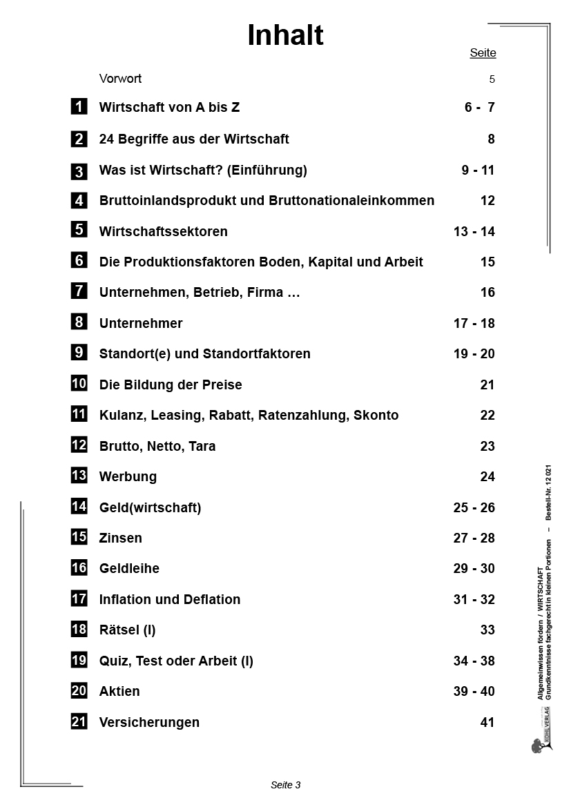 Allgemeinwissen fördern WIRTSCHAFT Allgemeinwissen fördern WIRTSCHAFT
