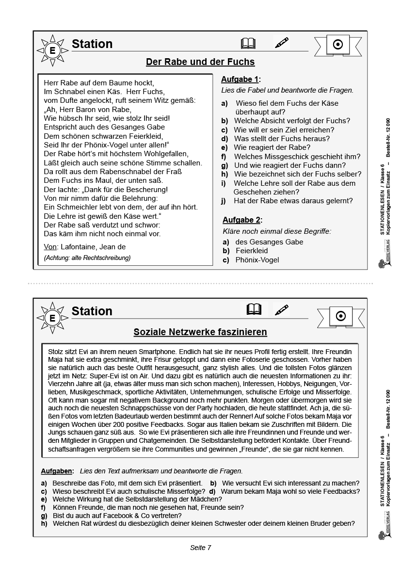 Stationenlesen Klasse 6