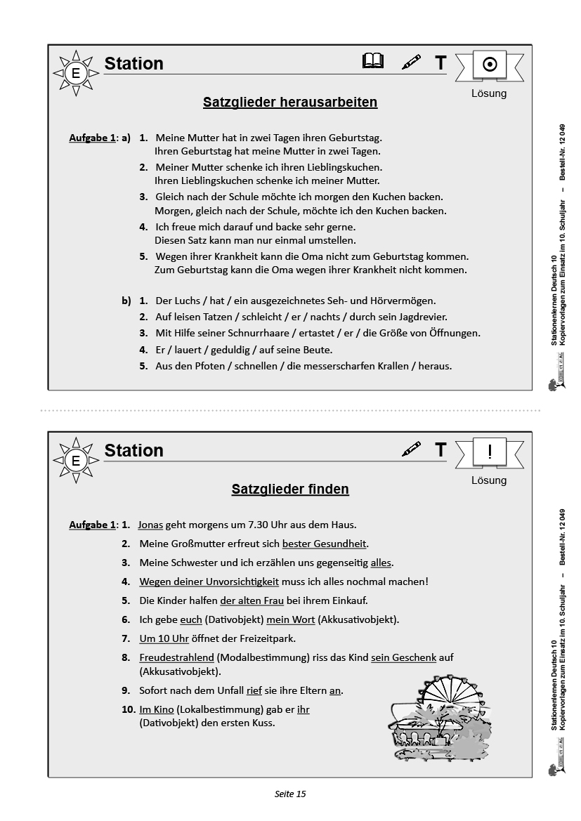 Stationenlernen Deutsch / Klasse 10