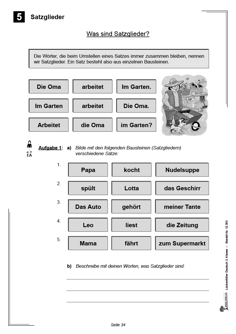 Lückenfüller Deutsch / Klasse 3