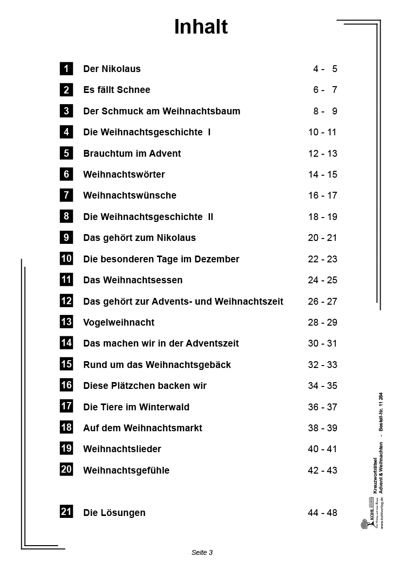 Kreuzworträtsel Advent & Weihnachten