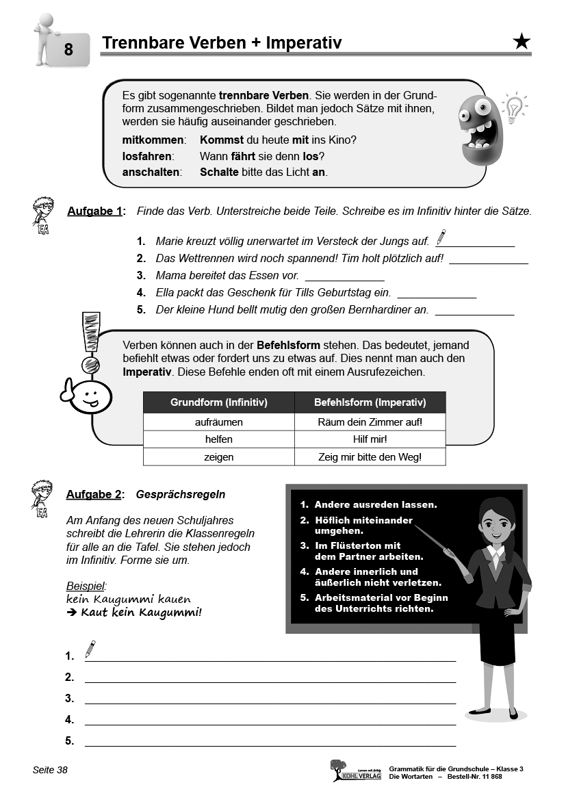 Grammatik für die Grundschule - Die Wortarten / Klasse 3