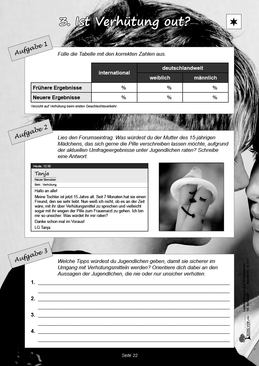 Lesetraining in drei Niveaustufen / Klasse 10