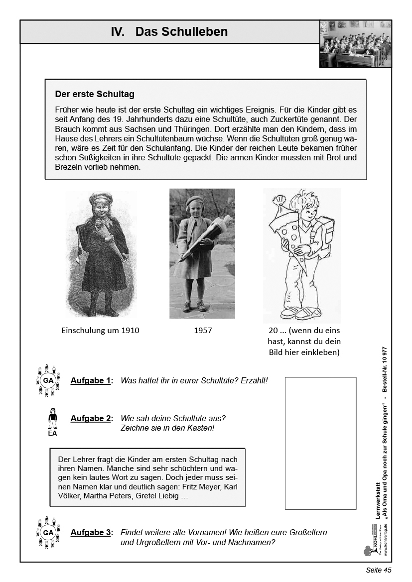 Lernwerkstatt Als Oma und Opa noch zur Schule gingen