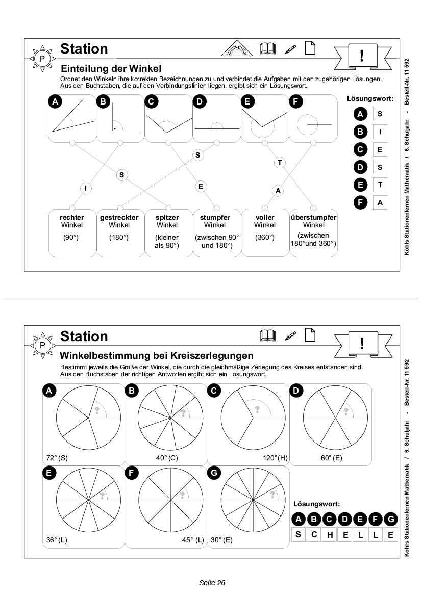 Stationenlernen Mathe / Klasse 6