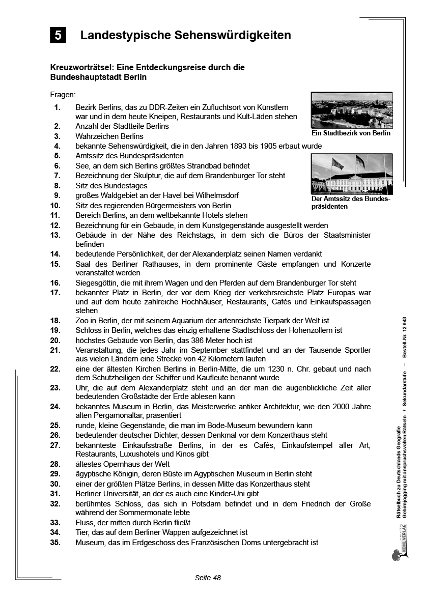 Rätselbuch zu Deutschlands Geografie