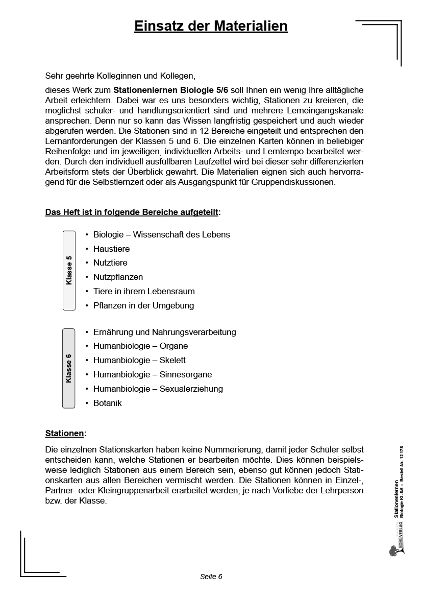 Stationenlernen Biologie 5/6