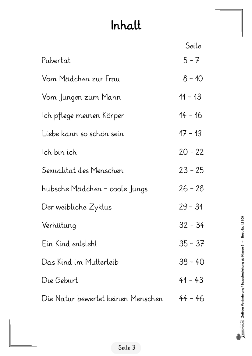 Zeit der Veränderung / Sexualerziehung ab Klasse 6