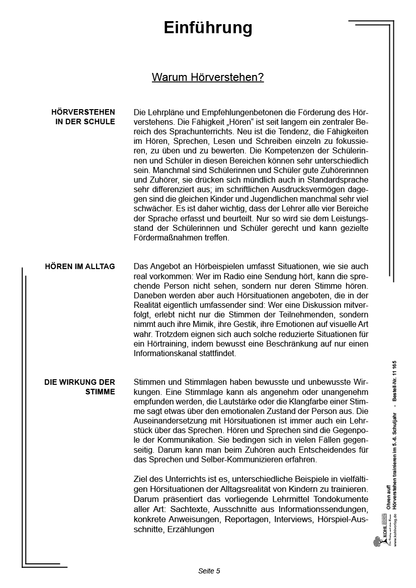 Ohren auf! - Hörverstehen trainieren / Klasse 5-6