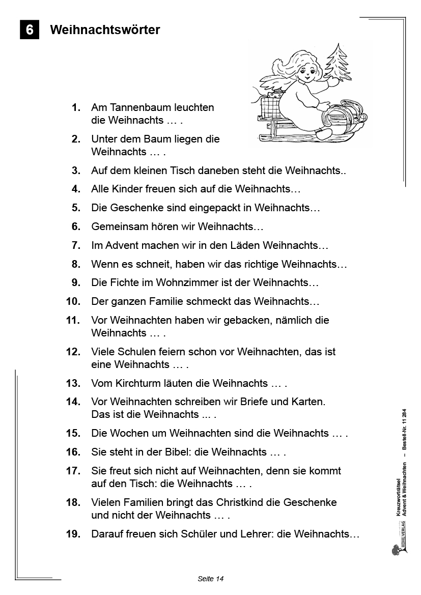 Kreuzworträtsel Advent & Weihnachten