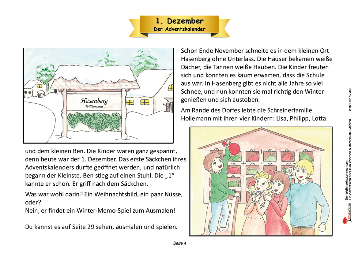 Der Weihnachtsschneemann - ein Adventskalender zum Vorlesen & Basteln