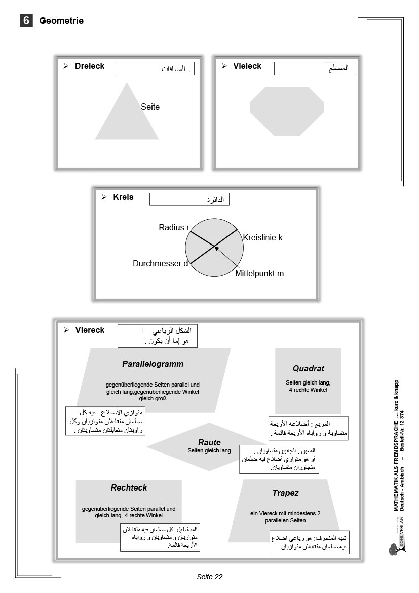 Mathematik als Fremdsprache kurz & knapp / Deutsch und Arabisch