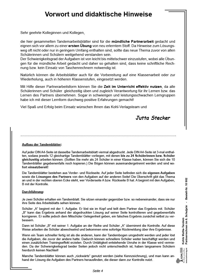 Kohls Mathe-Tandem / Klasse 6