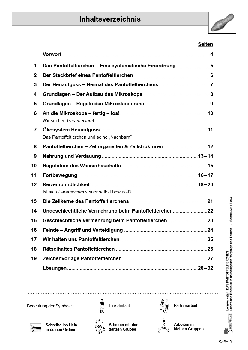 Lernwerkstatt Das Pantoffeltierchen Lernwerkstatt Das Pantoffeltierchen