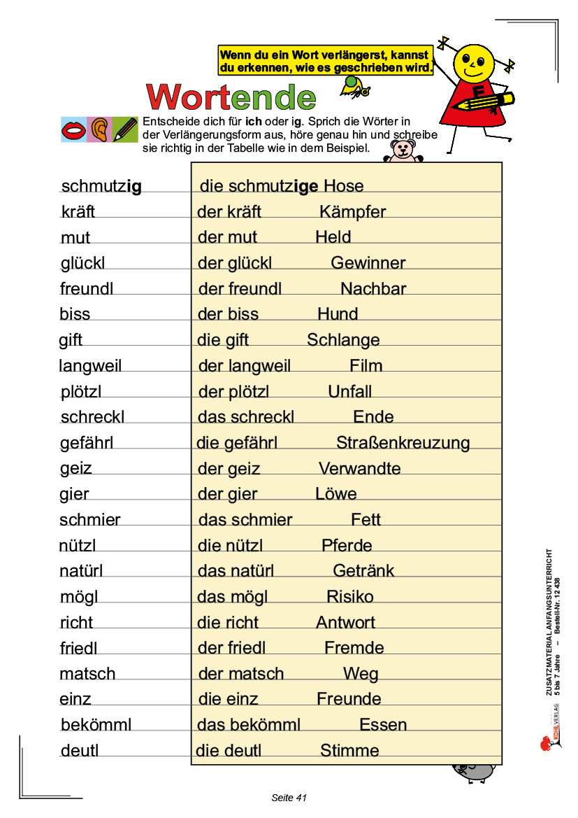 Zusatzmaterial Anfangsunterricht