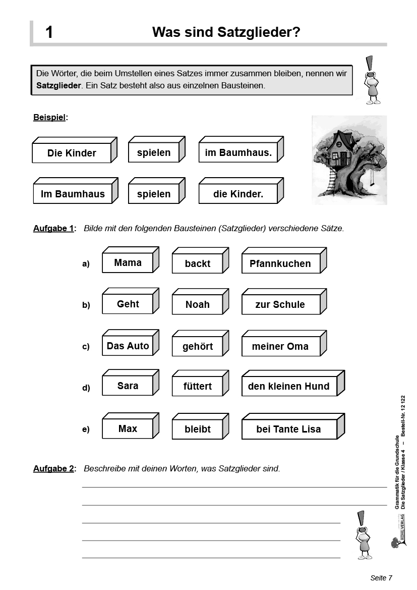 Grammatik für die Grundschule - Die Satzglieder / Klasse 3