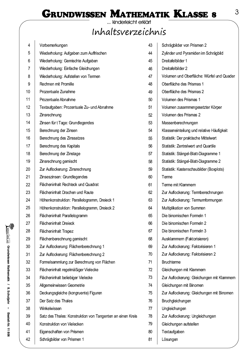 Grundwissen Mathematik / Klasse 8