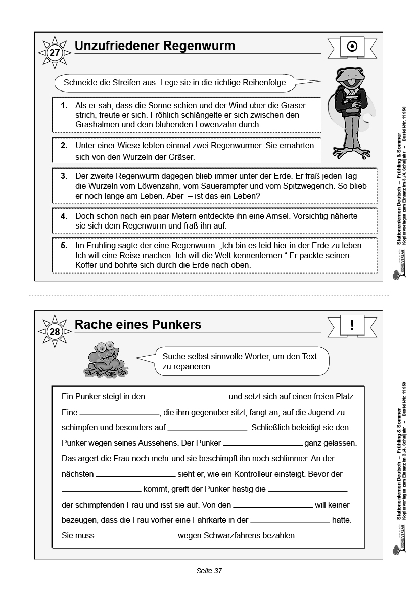 Stationenlernen Deutsch / Frühling & Sommer - Klasse 3/4