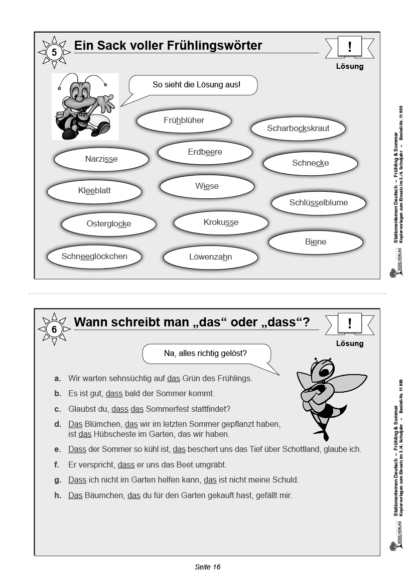 Stationenlernen Deutsch / Frühling & Sommer - Klasse 3/4