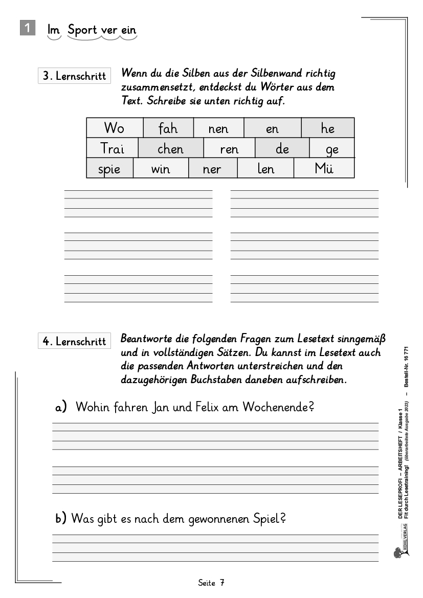 Der Leseprofi - Arbeitsheft / Klasse 1