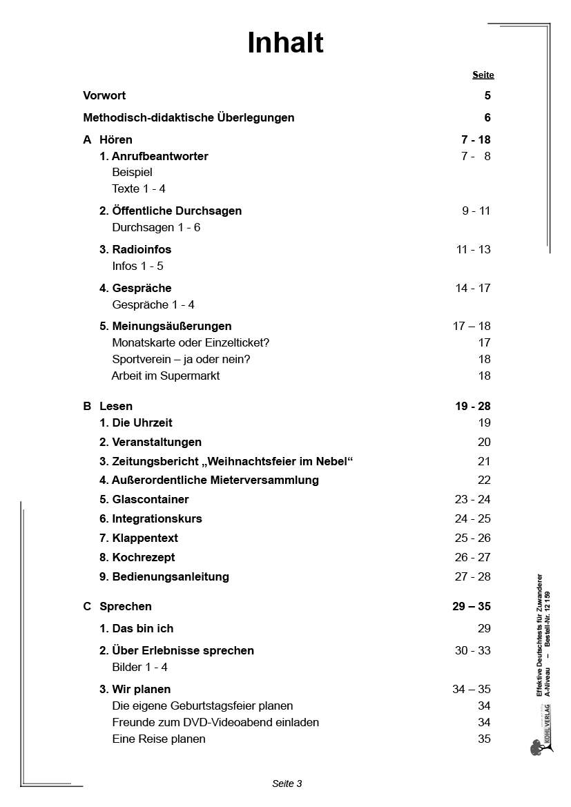 Effektive Deutsch-Tests für Zuwanderer - A-Niveau