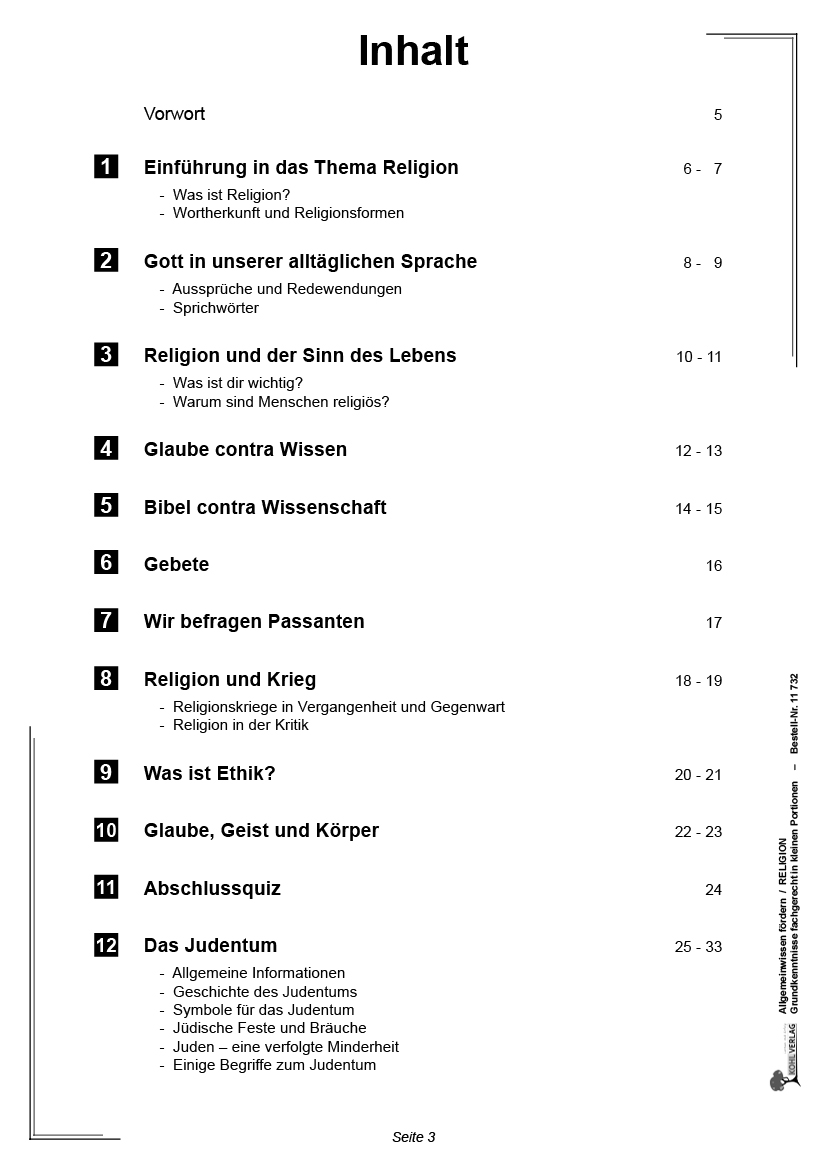 Allgemeinwissen fördern RELIGION