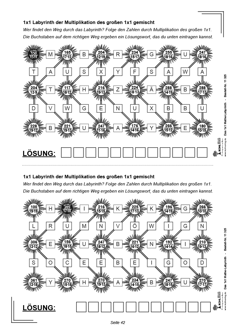 Das 1x1-Mathe-Labyrinth