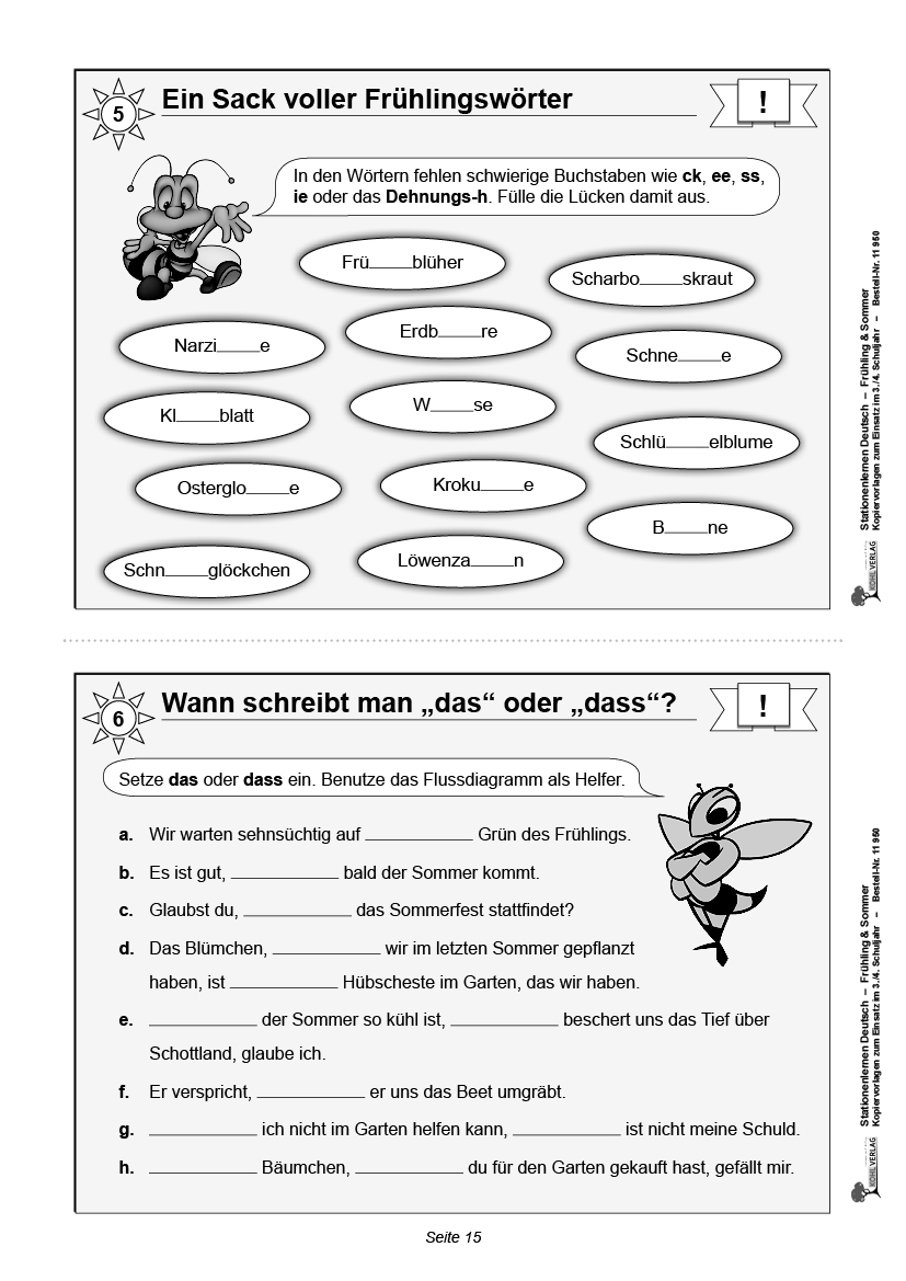 Stationenlernen Deutsch / Frühling & Sommer - Klasse 3/4