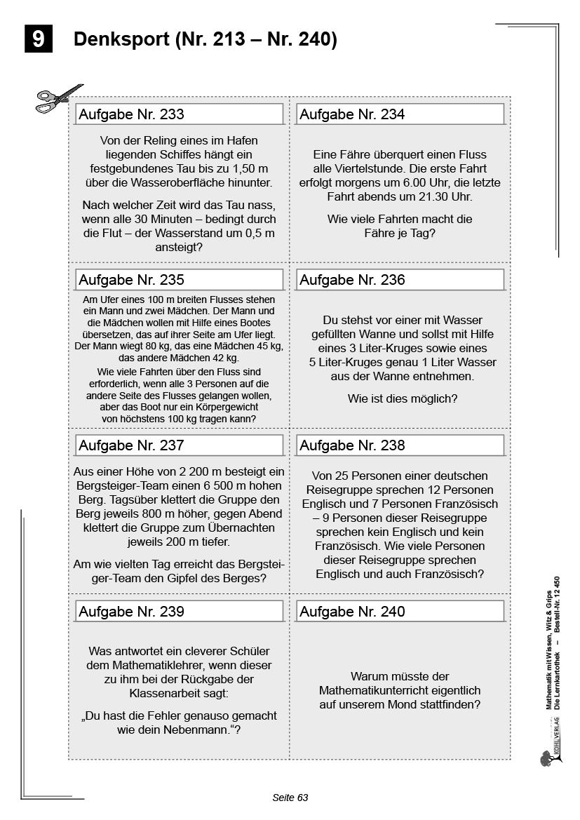 Mathematik mit Wissen, Witz & Grips  -  Die Lernkartothek