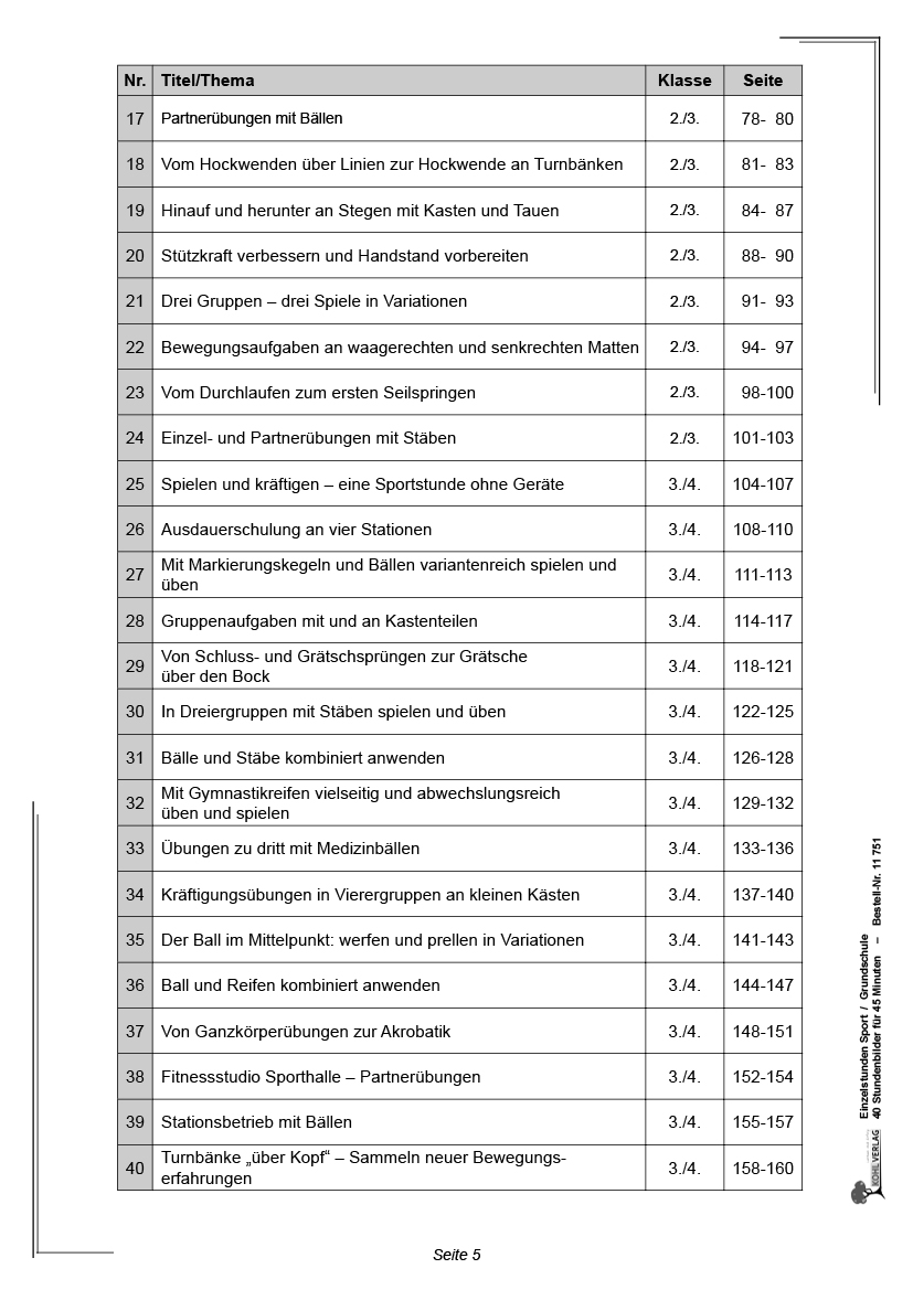 Einzelstunden Sport / Grundschule