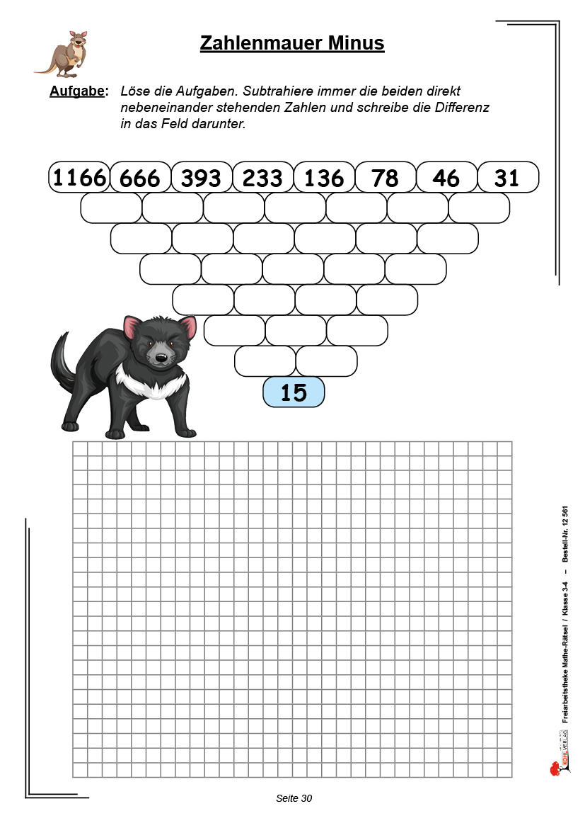 Freiarbeitstheke Mathe-Rätsel / Klasse 3-4