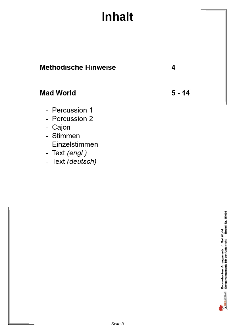 Boomwhackers-Arrangements - Mad World