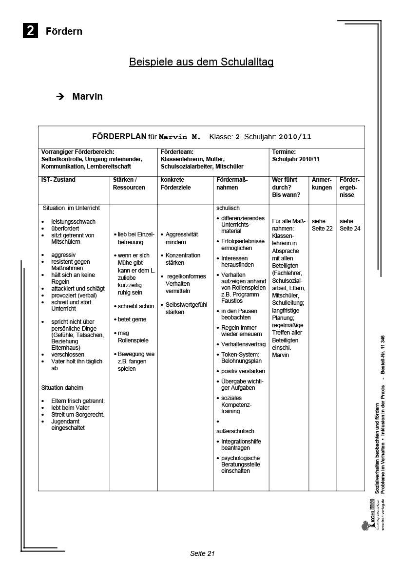 Sozialverhalten beobachten und fördern