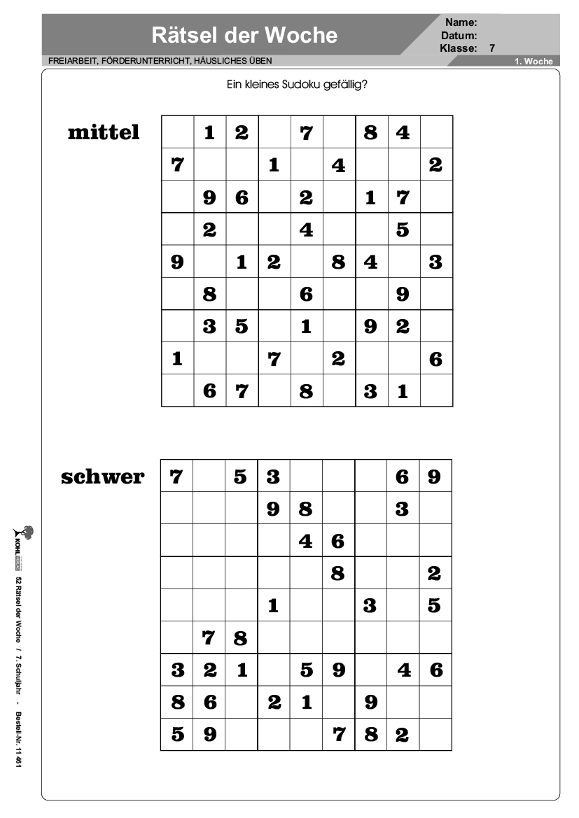 52 Rätsel der Woche / Klasse 7