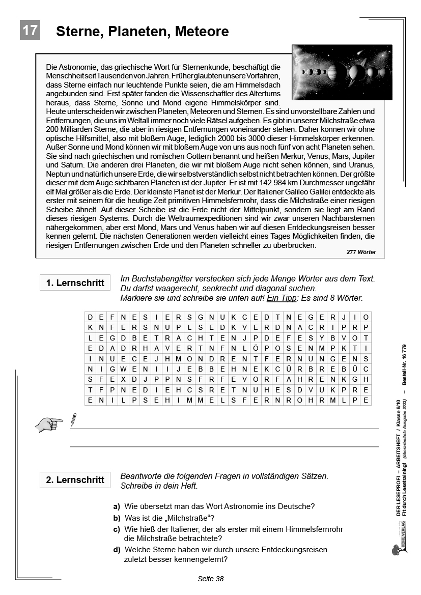 Der Leseprofi - Arbeitsheft / Klasse 9-10