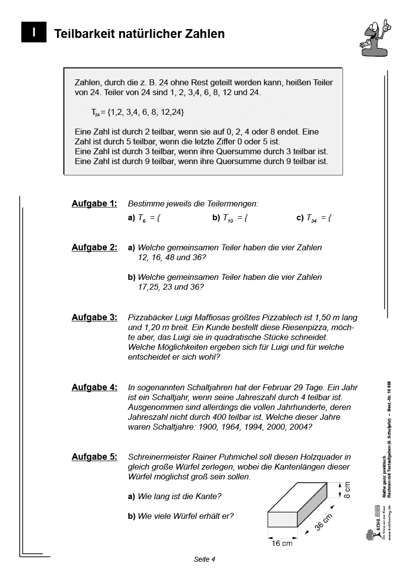 Rechnen mit Textaufgaben / Klasse 6