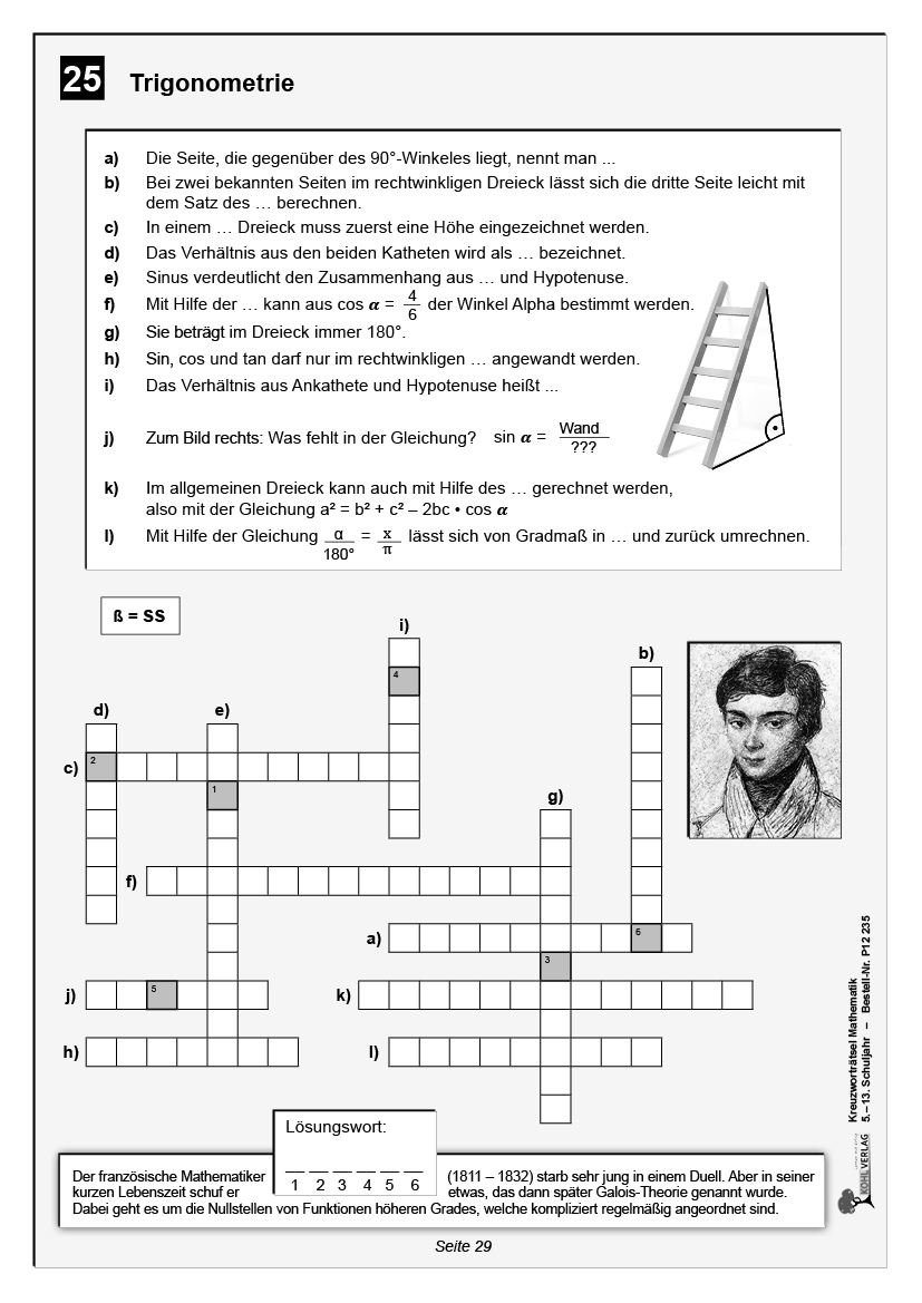 Kreuzworträtsel Mathematik