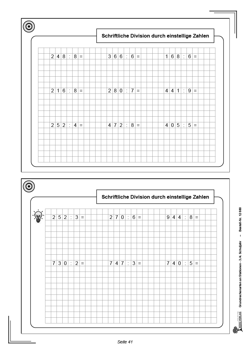 Grundrechenarten an Stationen / Klasse 3-4