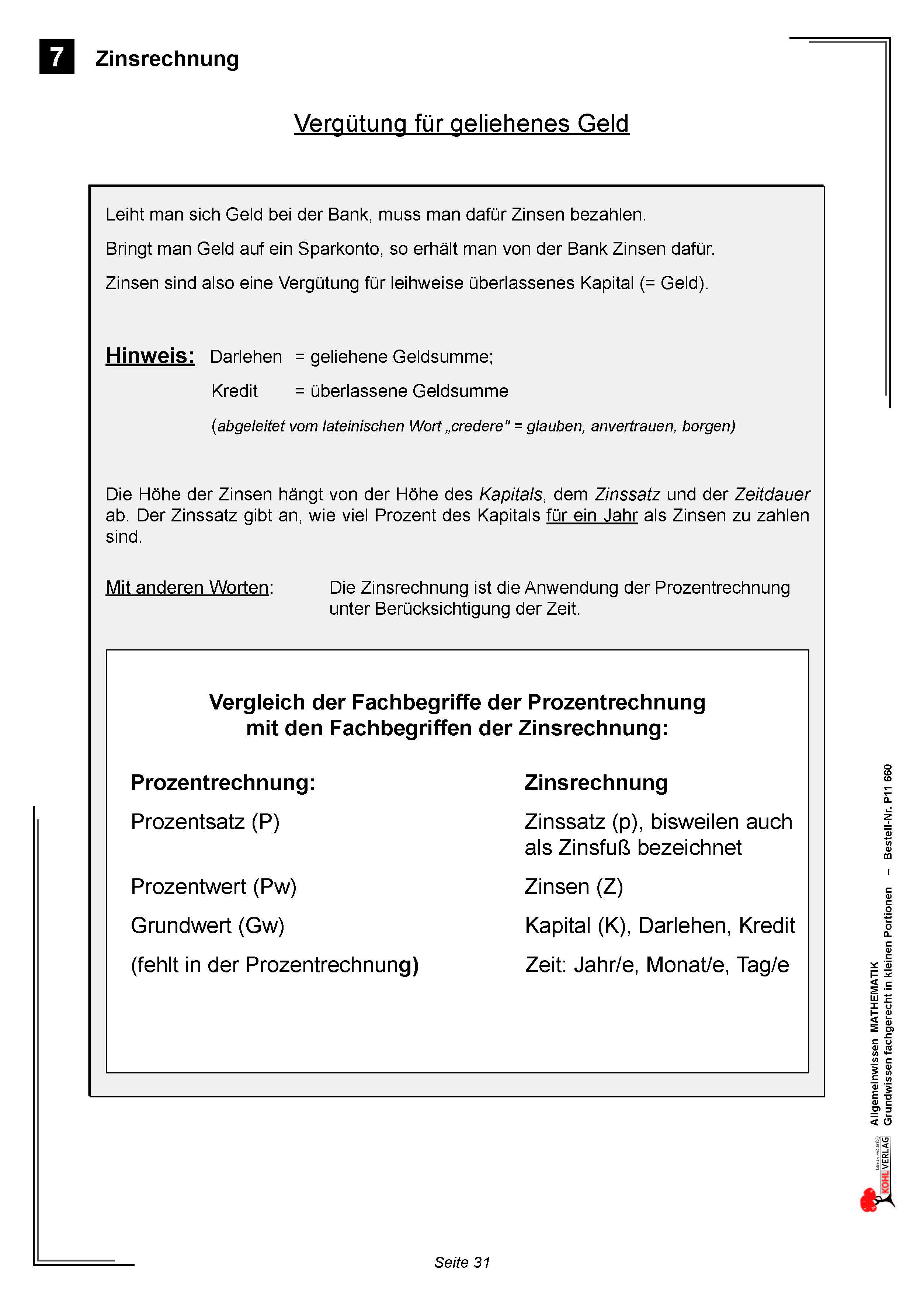 Allgemeinwissen fördern MATHEMATIK: Zinsrechnung