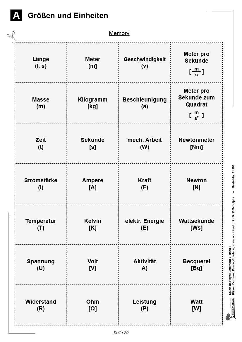 Spiele im Physikunterricht / Klasse 9-10