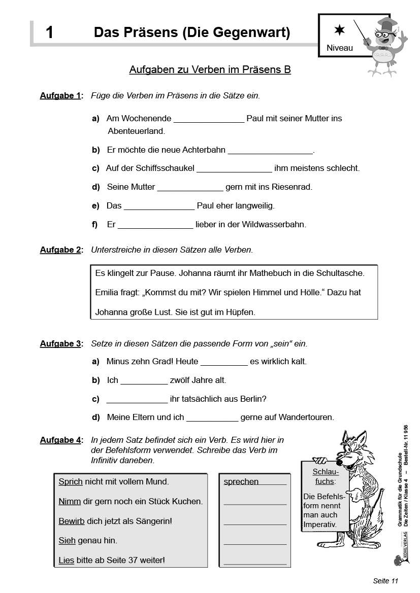 Grammatik für die Grundschule - Die Zeiten / Klasse 4