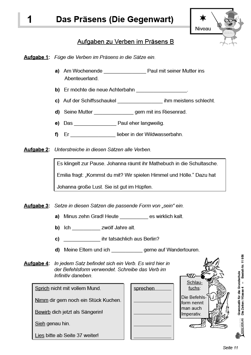 Grammatik für die Grundschule - Die Zeiten / Klasse 4